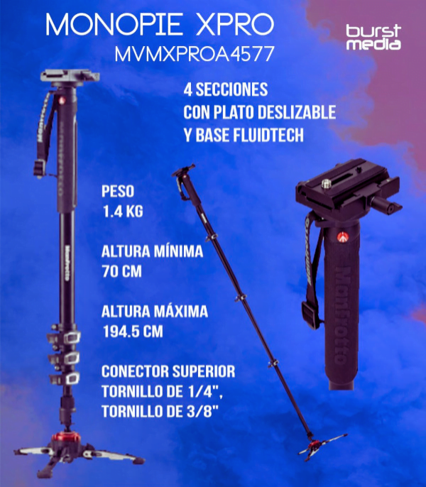Monopie XPRO de 4 secciones - Manfrotto